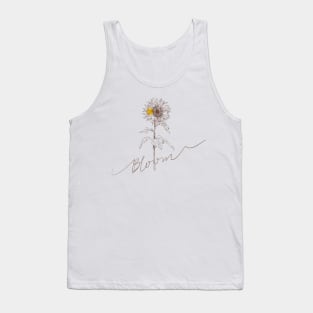 Line art sunflower with hand lettering "Bloom" Tank Top